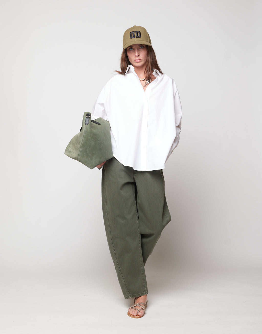 DOUUOD Camicia Over in Popeline di Cotone Off White