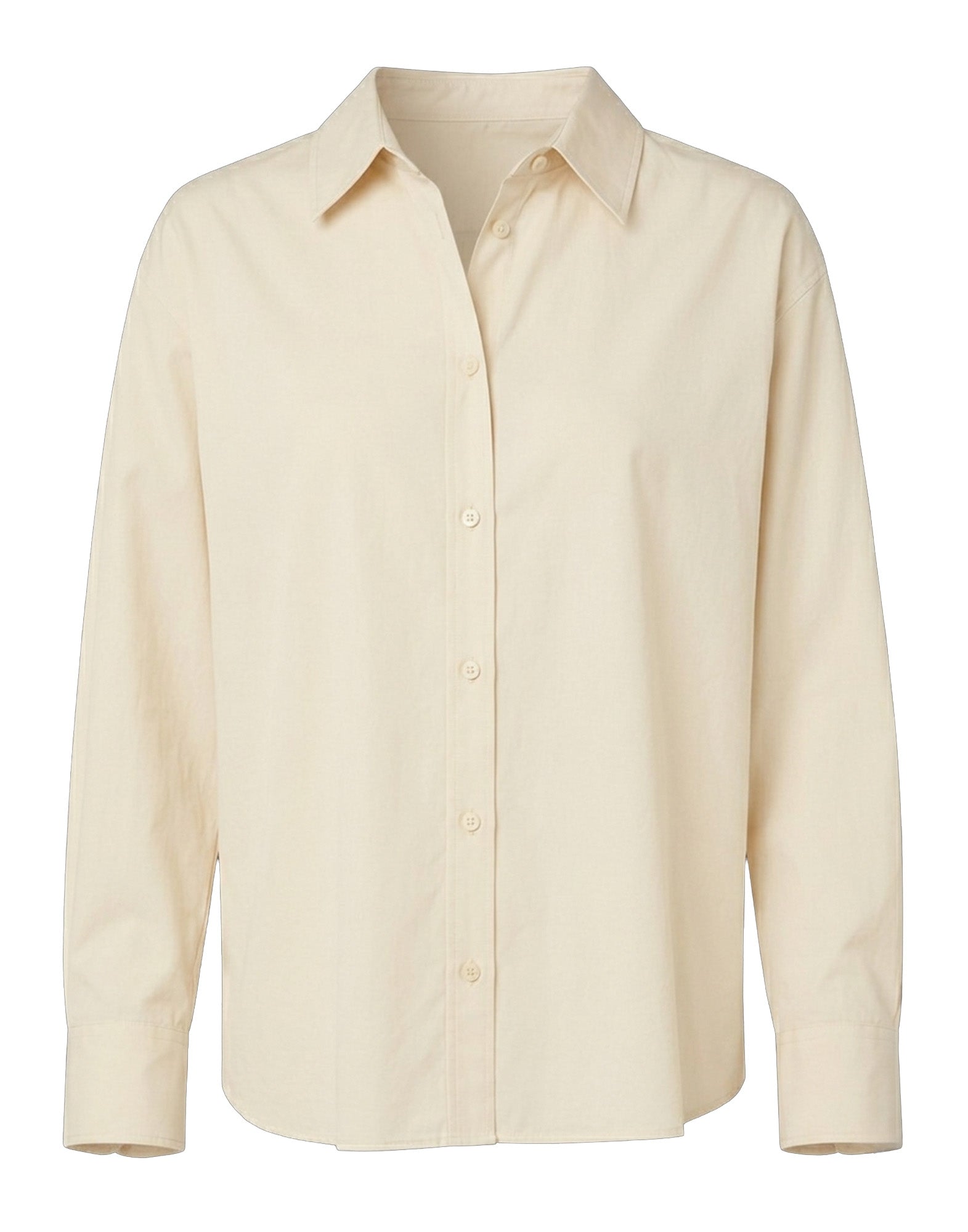 DOUUOD Camicia Over in Popeline di Cotone Talco