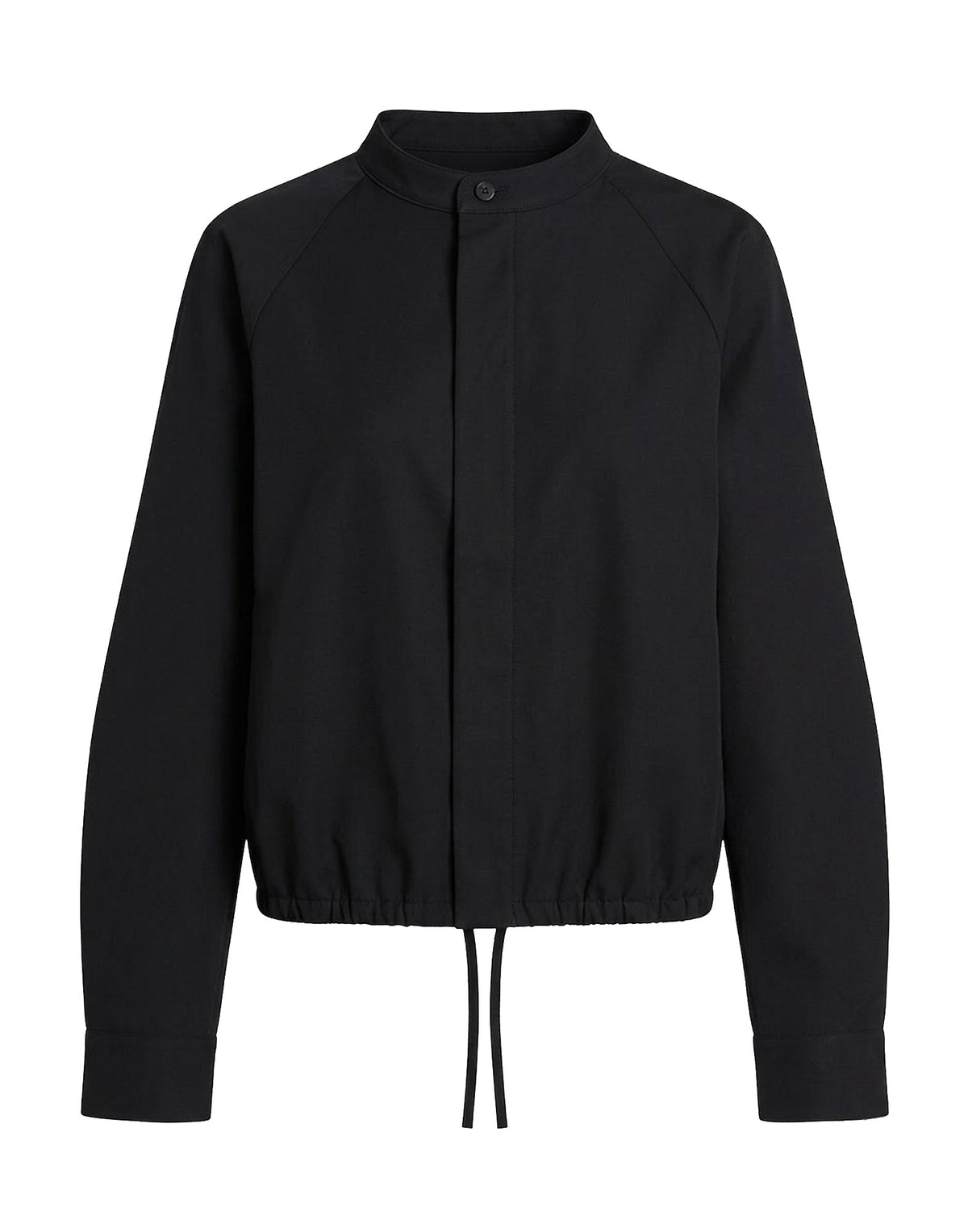 DOUUOD Camicia Maniche a Baloon in Popeline di Cotone Nera