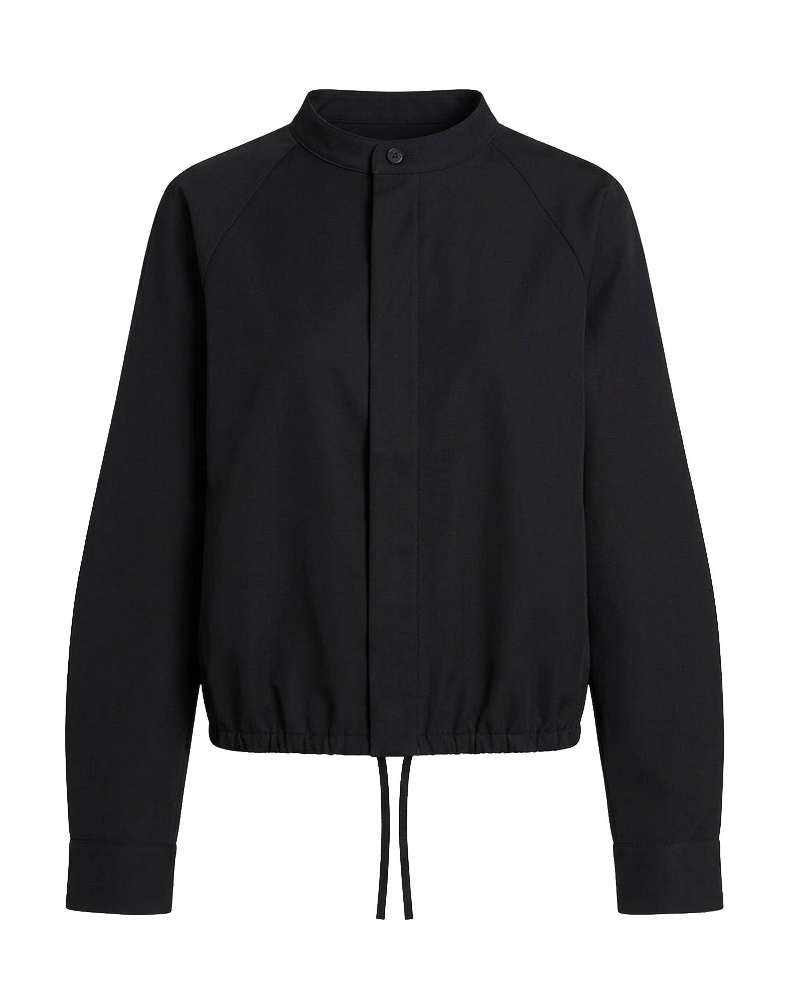 DOUUOD Camicia Maniche a Baloon in Popeline di Cotone Nera