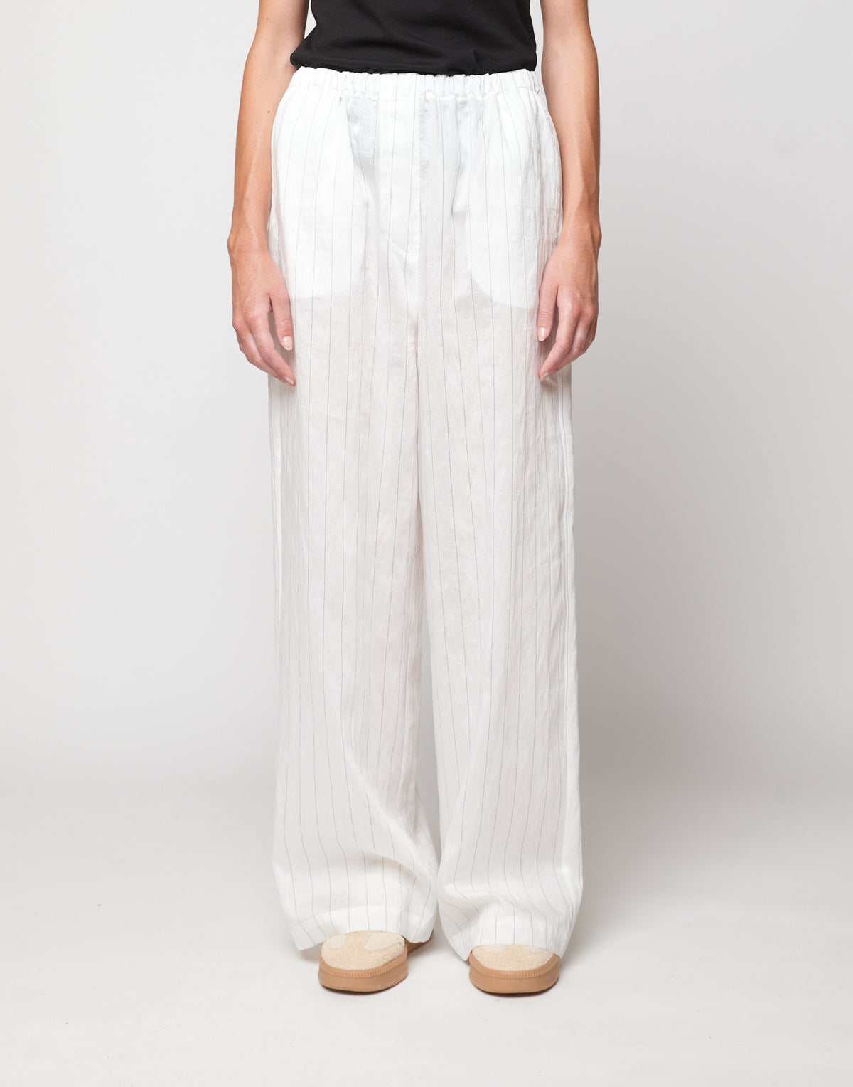 DOUUOD Pantaloni Wide-Leg in Gessato Lyocell