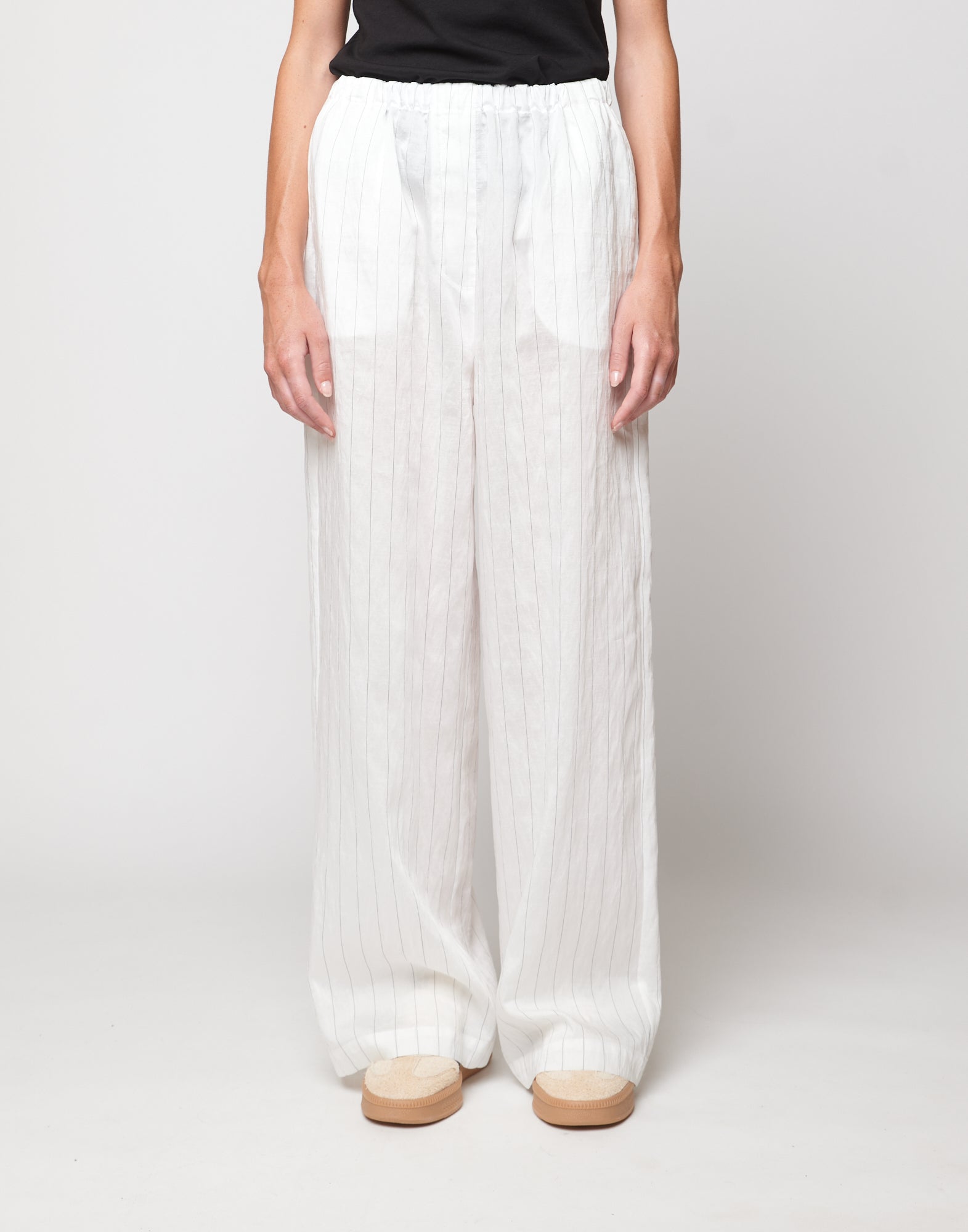 DOUUOD Pantaloni Wide-Leg in Gessato Lyocell