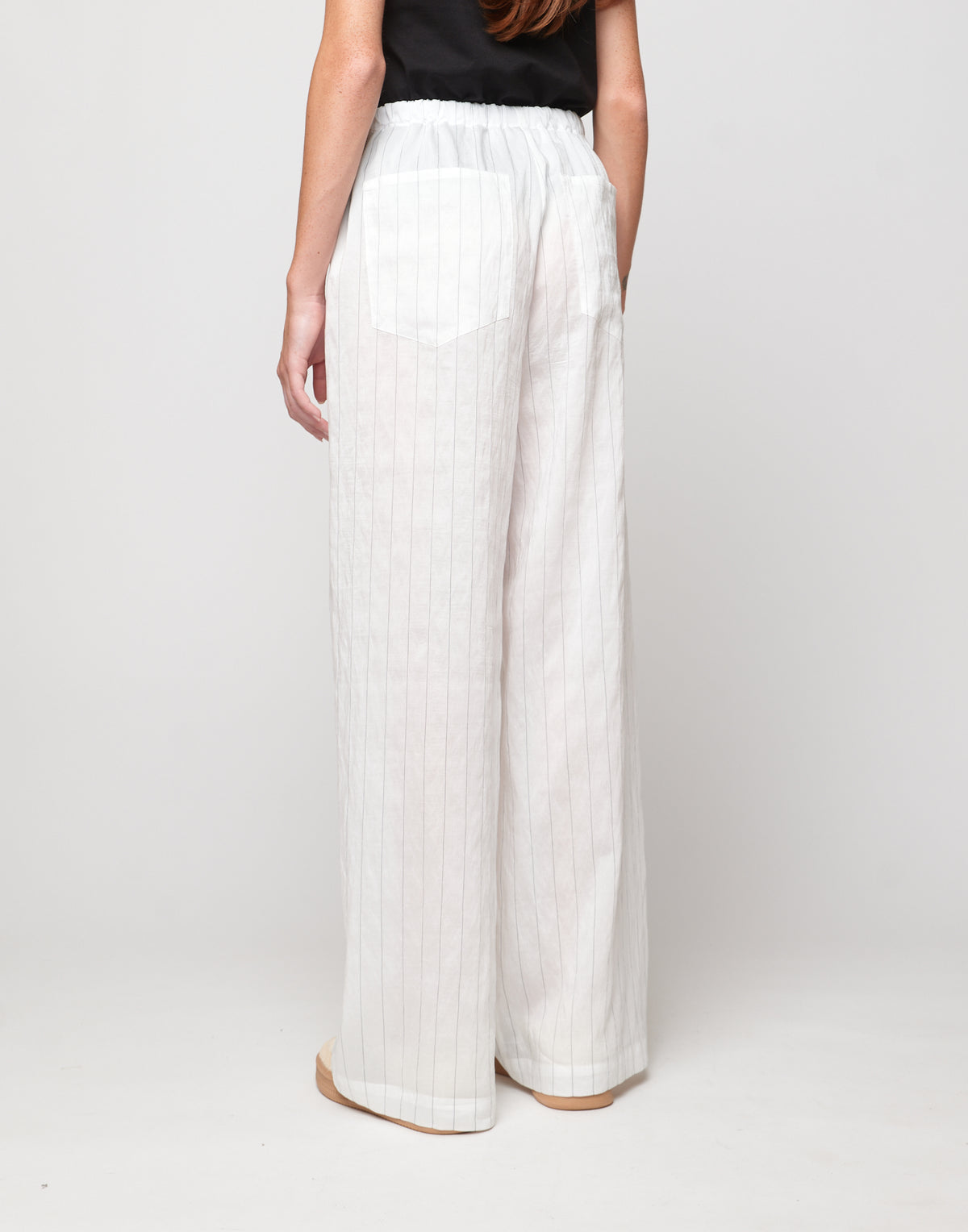 DOUUOD Pantaloni Wide-Leg in Gessato Lyocell