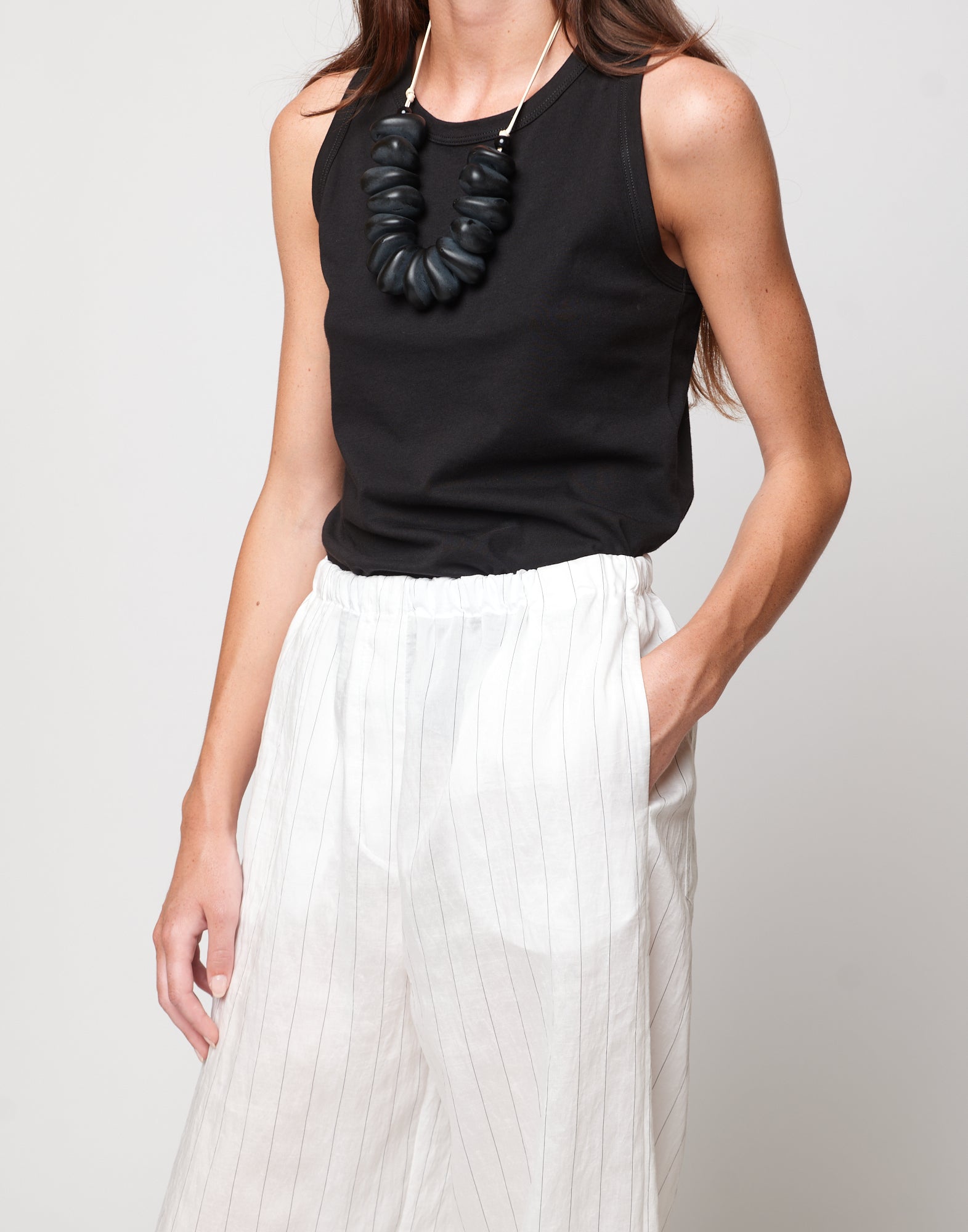 DOUUOD Pantaloni Wide-Leg in Gessato Lyocell