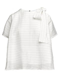 DOUUOD Blusa Girocollo in Gessato Lyocell