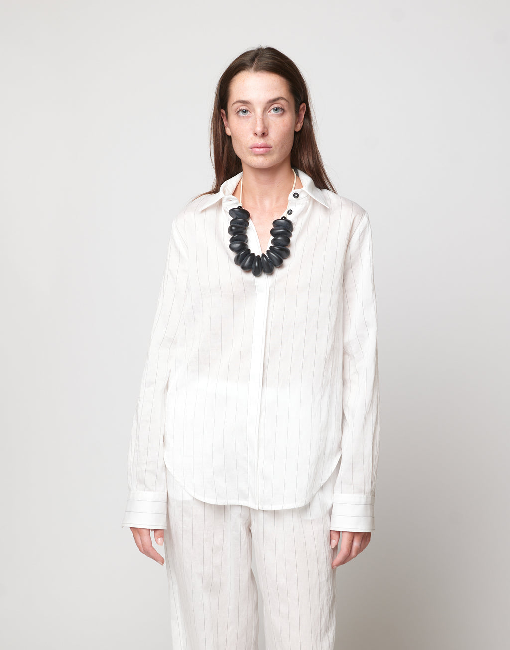 DOUUOD Camicia a Uomo in Gessato Lyocell