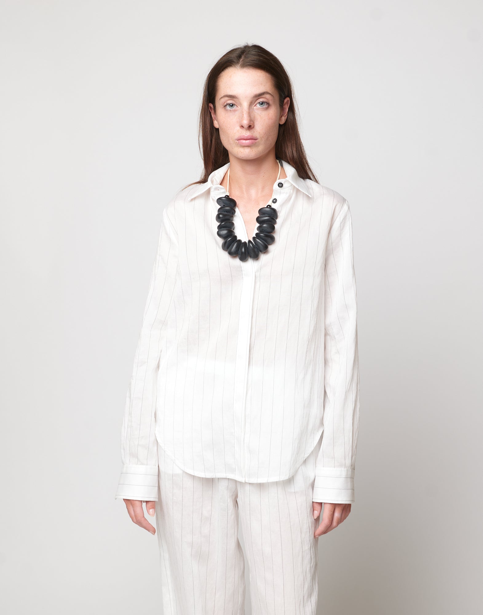 DOUUOD Camicia a Uomo in Gessato Lyocell