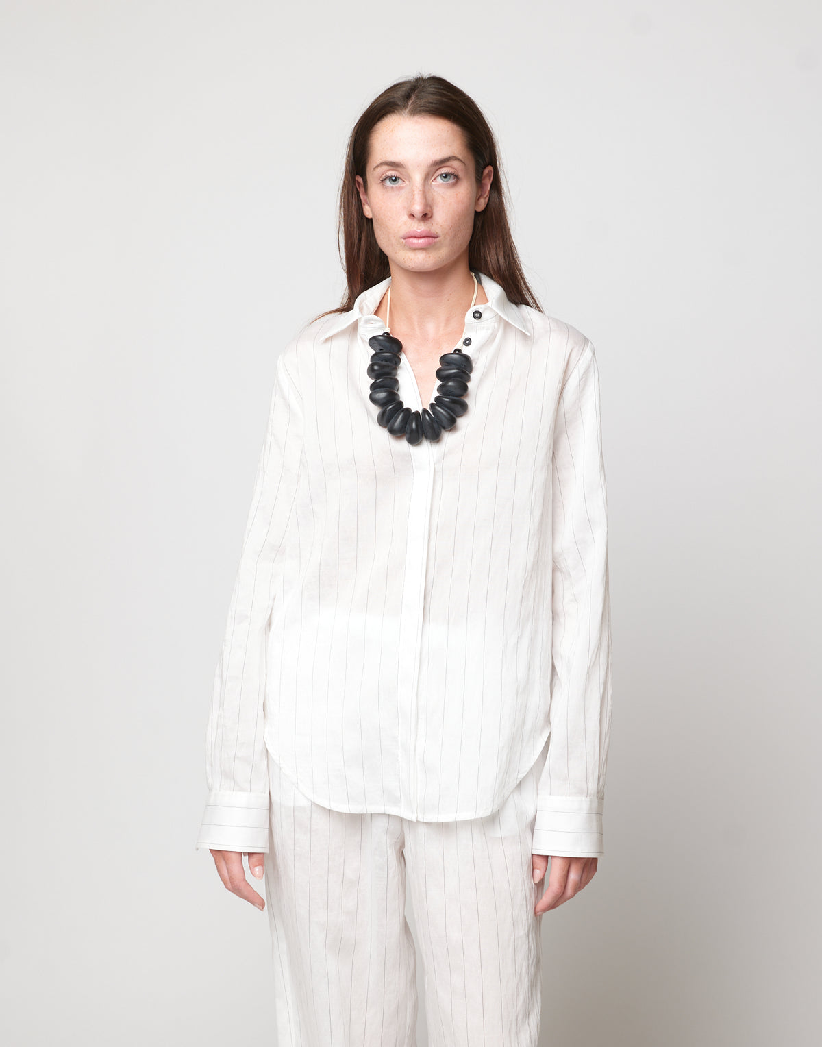 DOUUOD Camicia a Uomo in Gessato Lyocell
