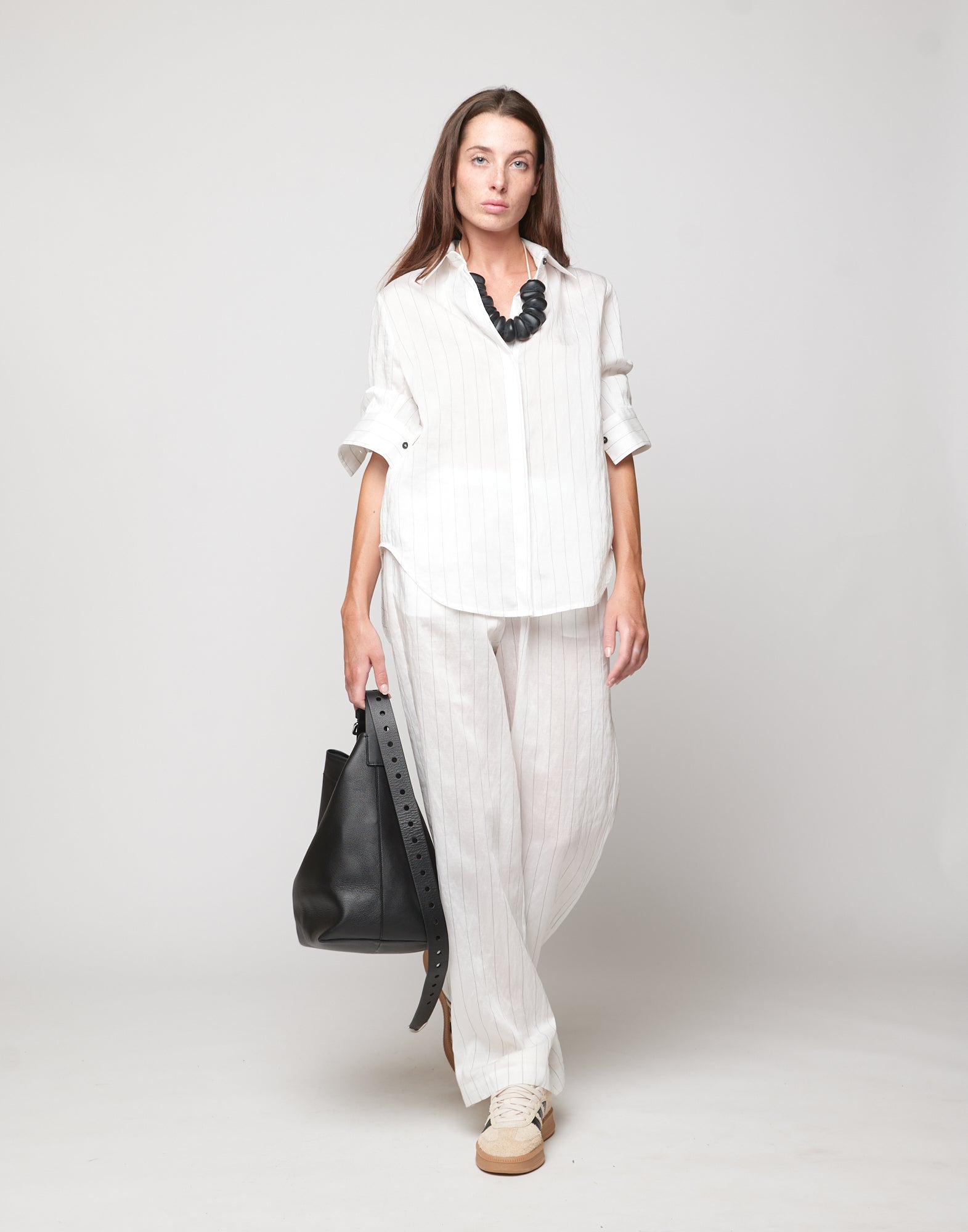 DOUUOD Camicia a Uomo in Gessato Lyocell