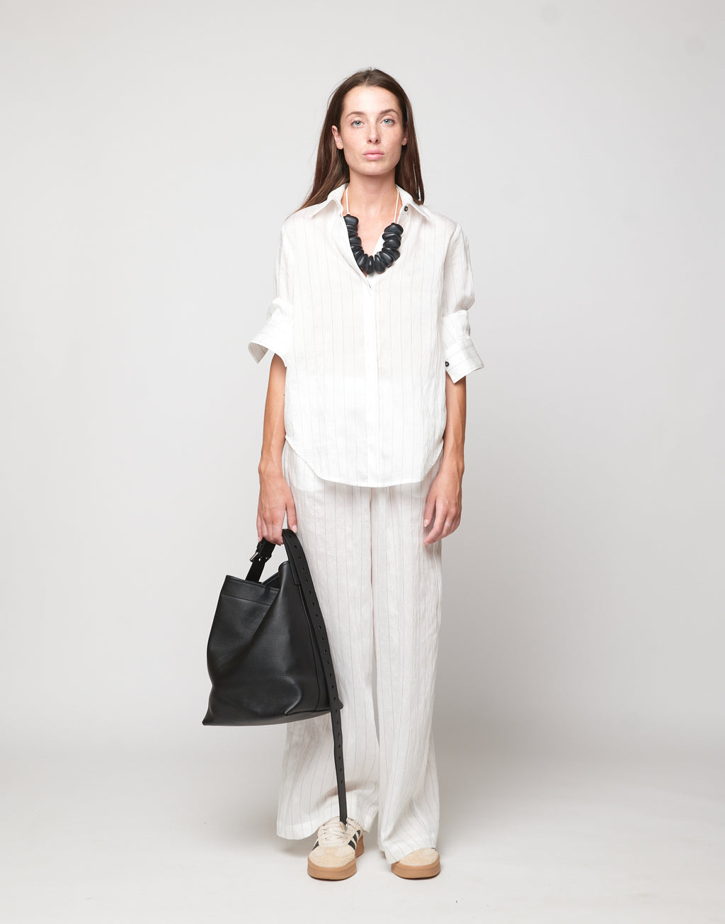 DOUUOD Camicia a Uomo in Gessato Lyocell