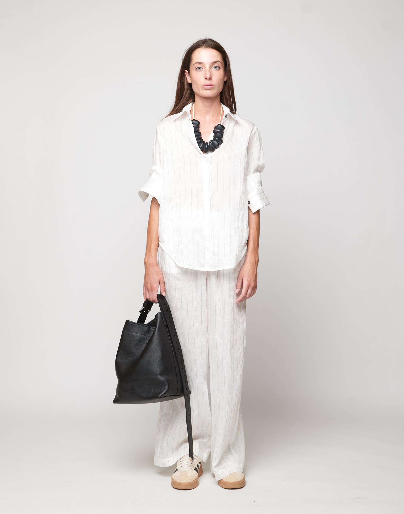 DOUUOD Camicia a Uomo in Gessato Lyocell