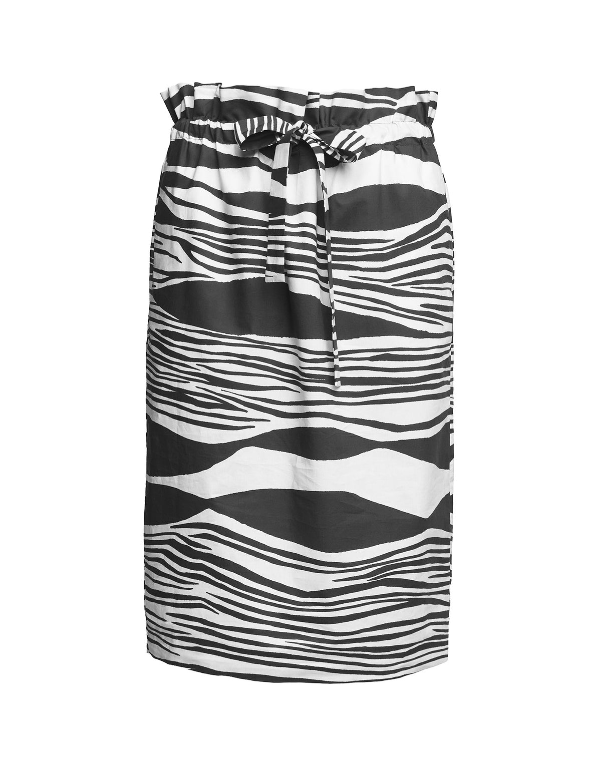 DOUUOD Gonna a Tulipano In Popeline di Cotone Stampa Africa Off White/Nero