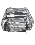 DOUUOD Blusa Kimono in Popeline di Cotone Stampato Off White/Nero