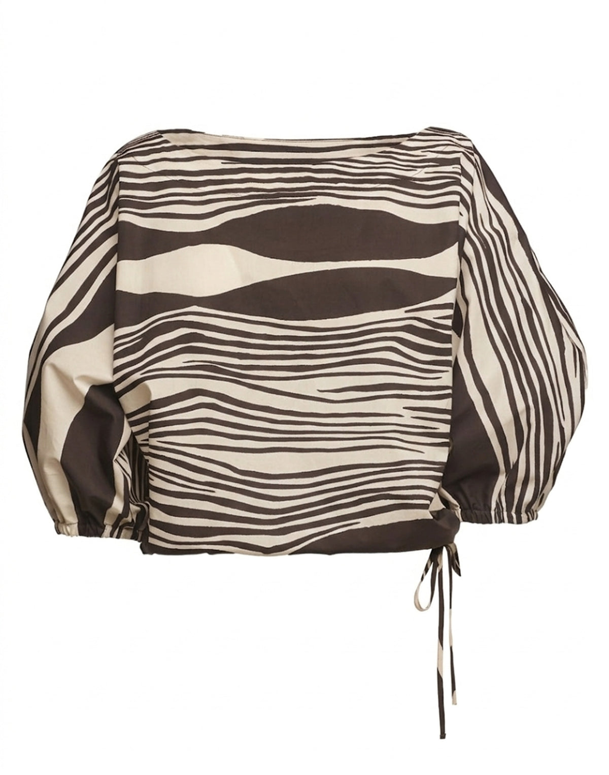 DOUUOD Blouse Kimono en Popeline de Coton Imprimé Orge/Fondant