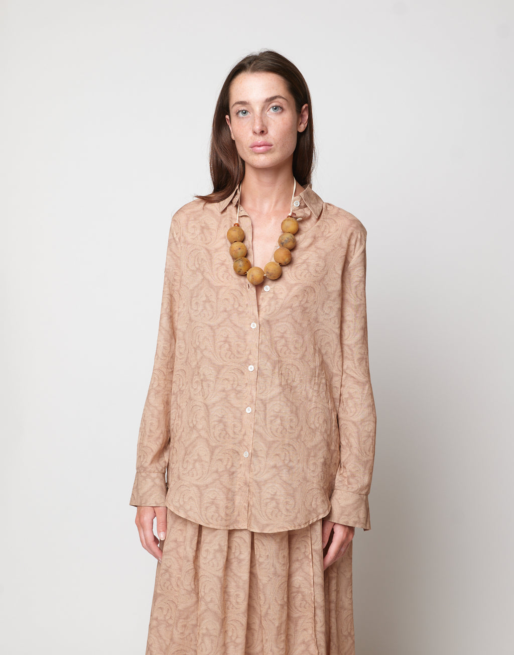 DOUUOD Camicia a Uomo in Mussola Stampa Cashmere Corda