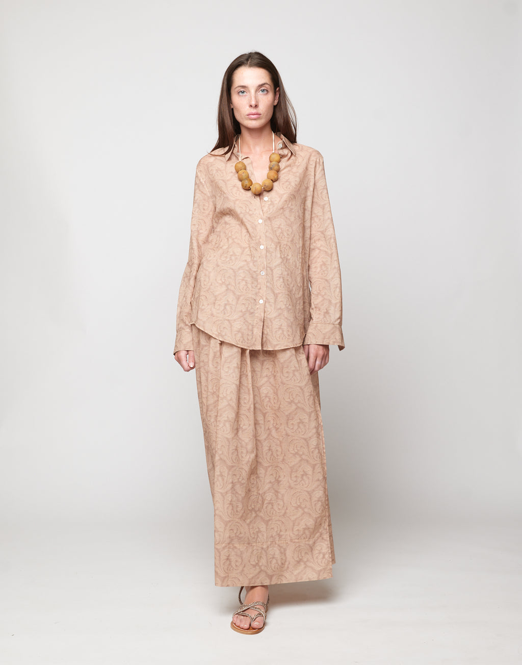 DOUUOD Camicia a Uomo in Mussola Stampa Cashmere Corda