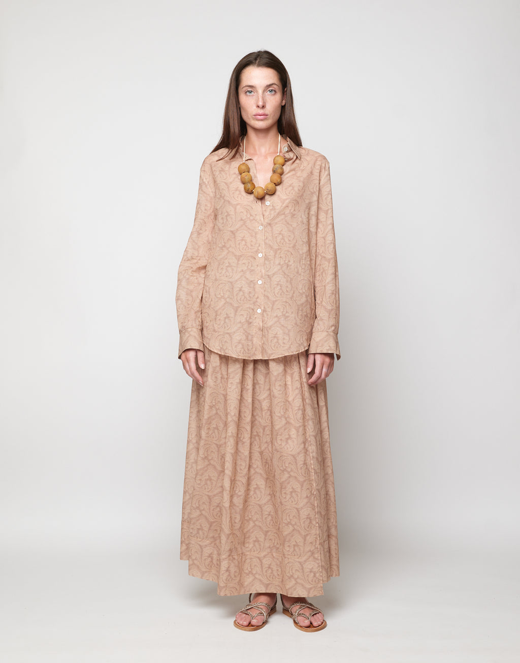 DOUUOD Camicia a Uomo in Mussola Stampa Cashmere Corda