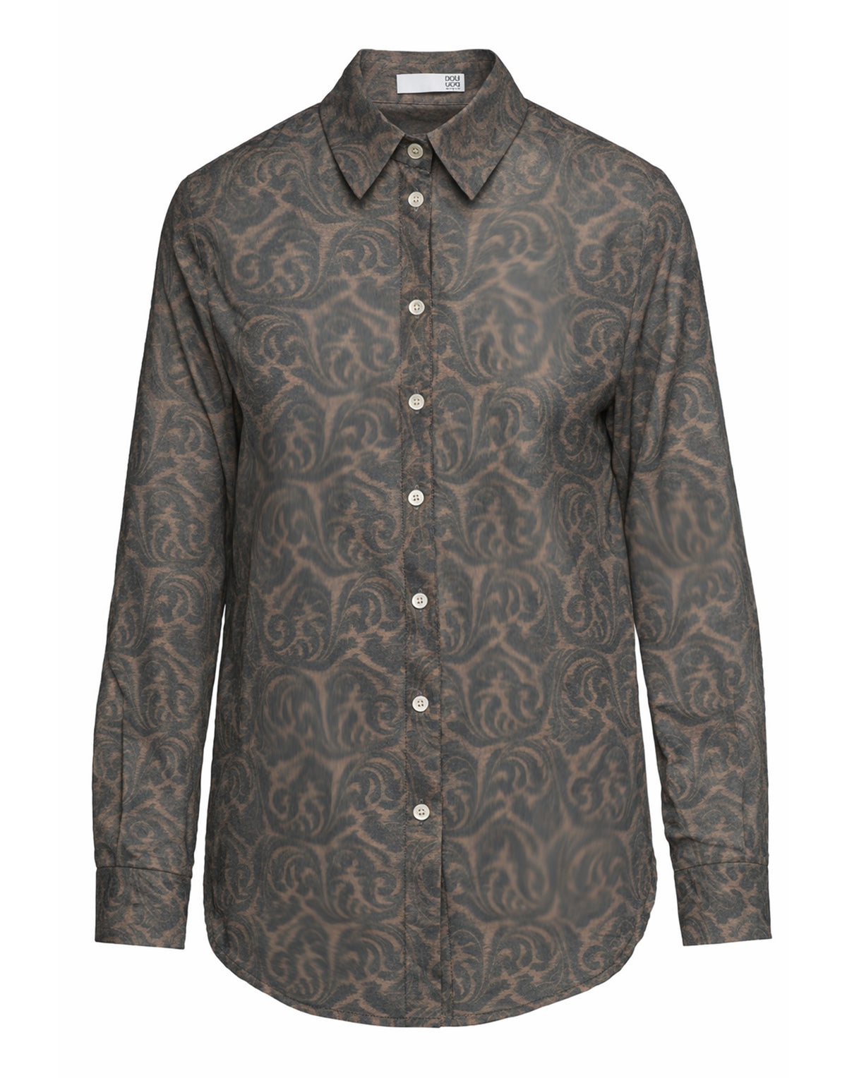 DOUUOD Camicia a Uomo in Mussola Stampa Cashmere Ghisa