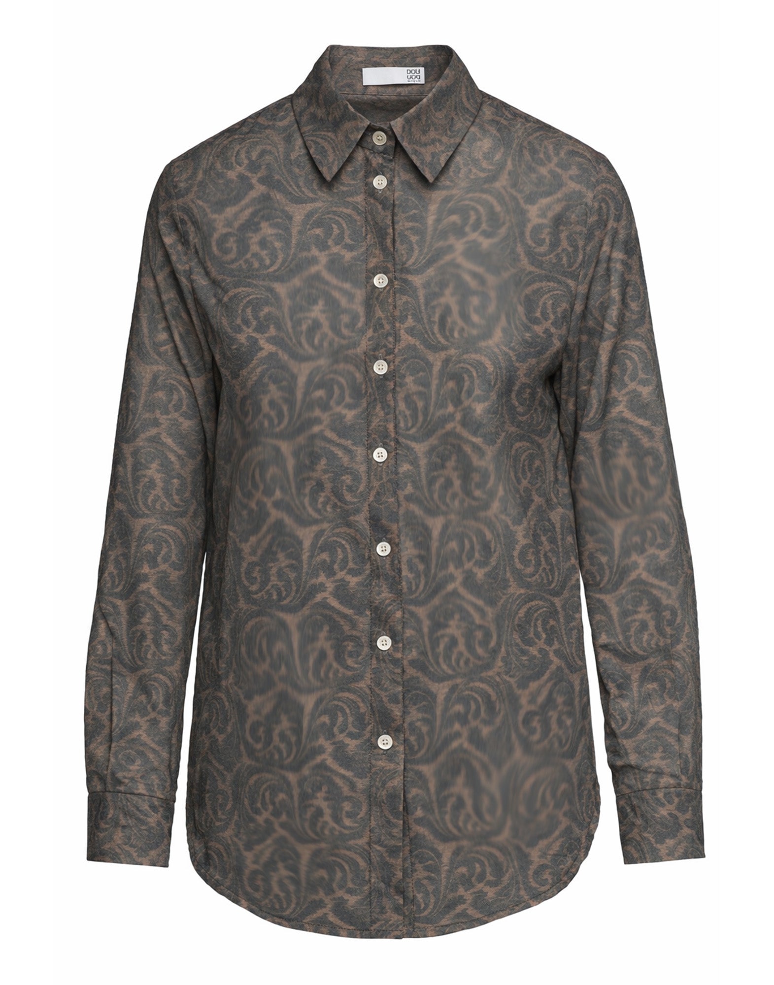 DOUUOD Camicia a Uomo in Mussola Stampa Cashmere Ghisa