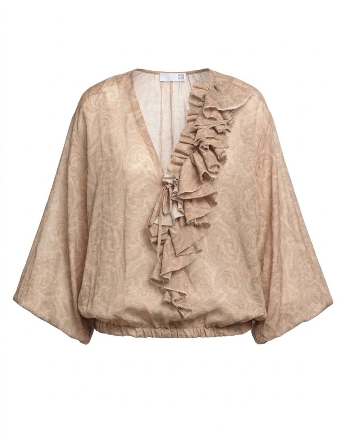 DOUUOD Blusa Ampia in Mussola di Cotone Stampa Cashmere Corda