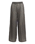 DOUUOD Pantaloni Wide-Leg in Mussola di Cotone Stampa Cashmere Ghisa
