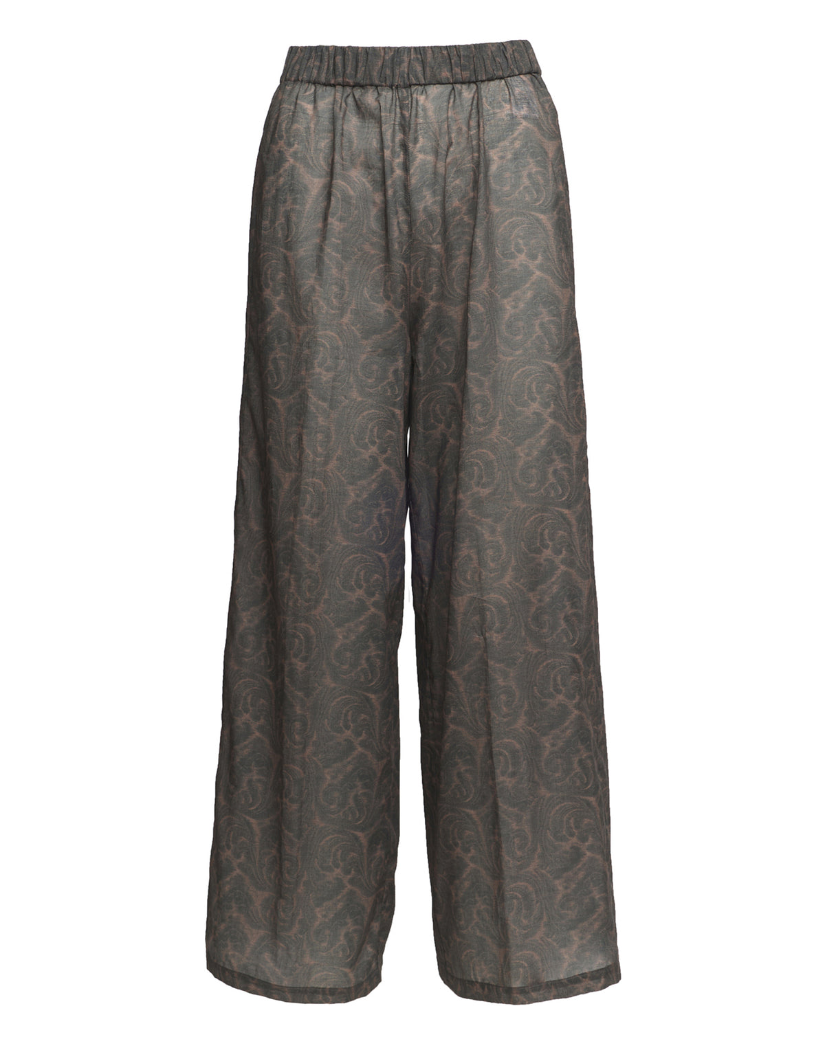 DOUUOD Pantaloni Wide-Leg in Mussola di Cotone Stampa Cashmere Ghisa