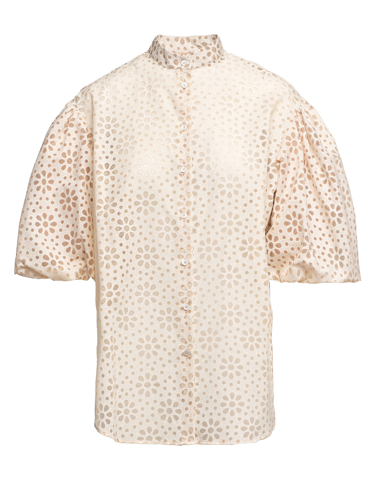 DOUUOD Camicia Coreana con Manica Baloon in Daisy Devorè Cipria