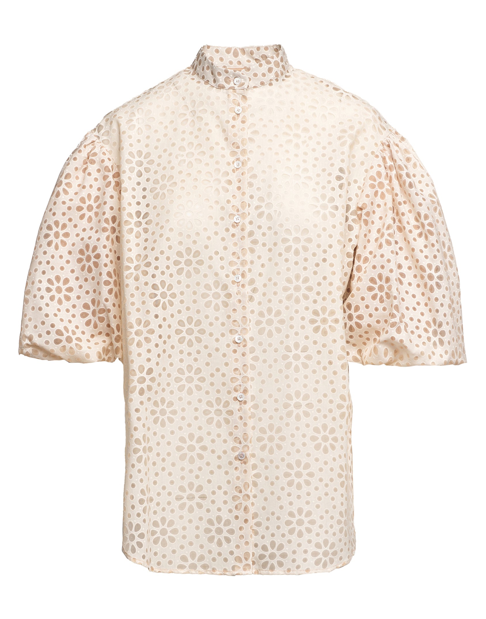 DOUUOD Camicia Coreana con Manica Baloon in Daisy Devorè Cipria