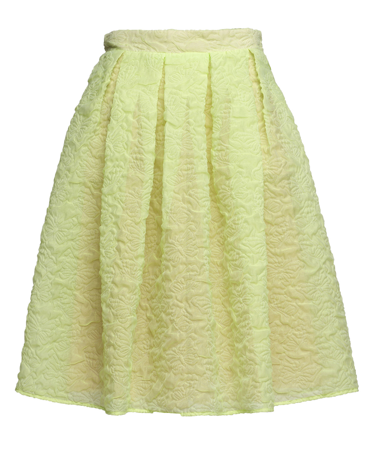 DOUUOD Jupe Midi en Cloqué Papillon Citron vert