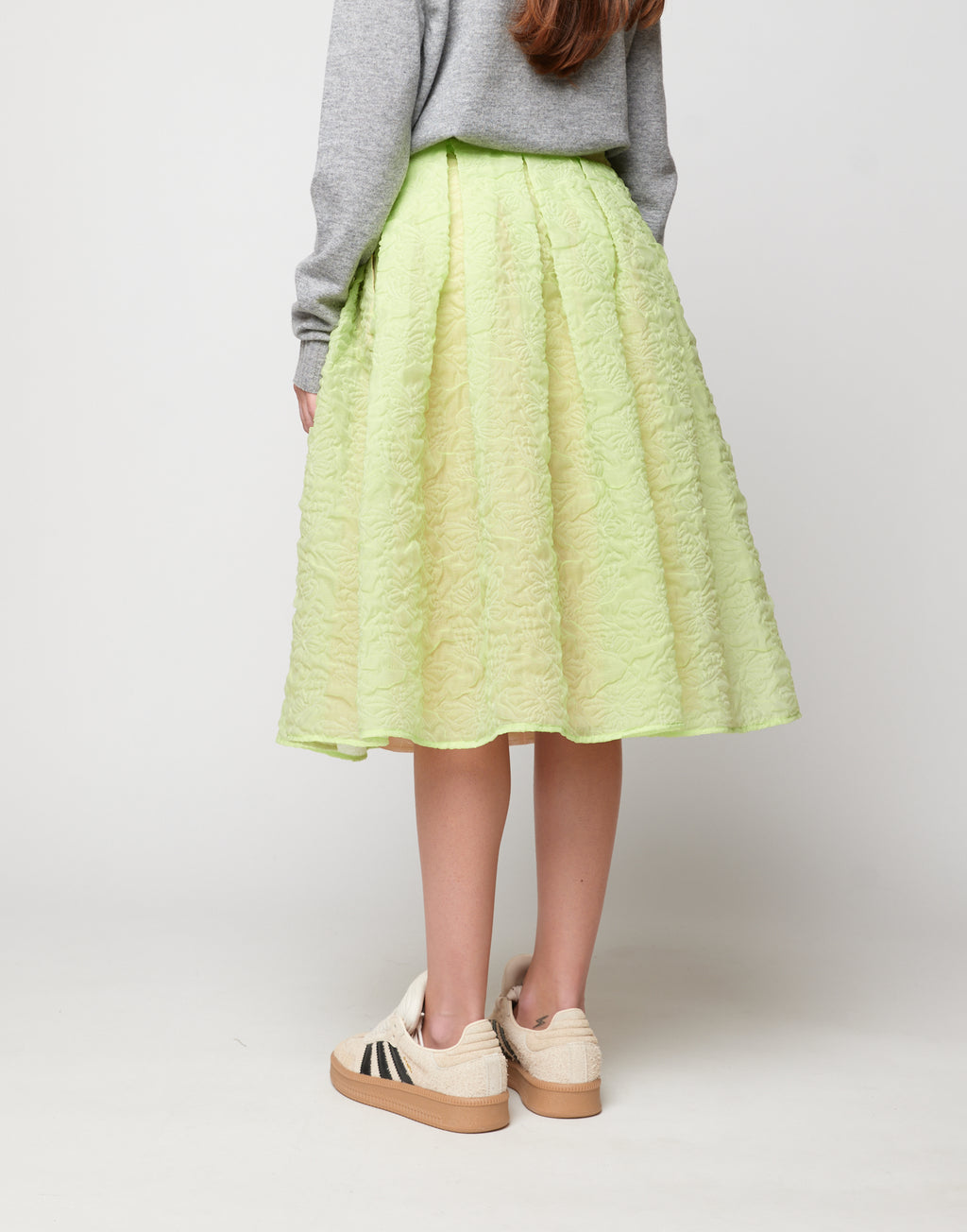 DOUUOD Gonna Midi in Butterfly Cloqué Lime