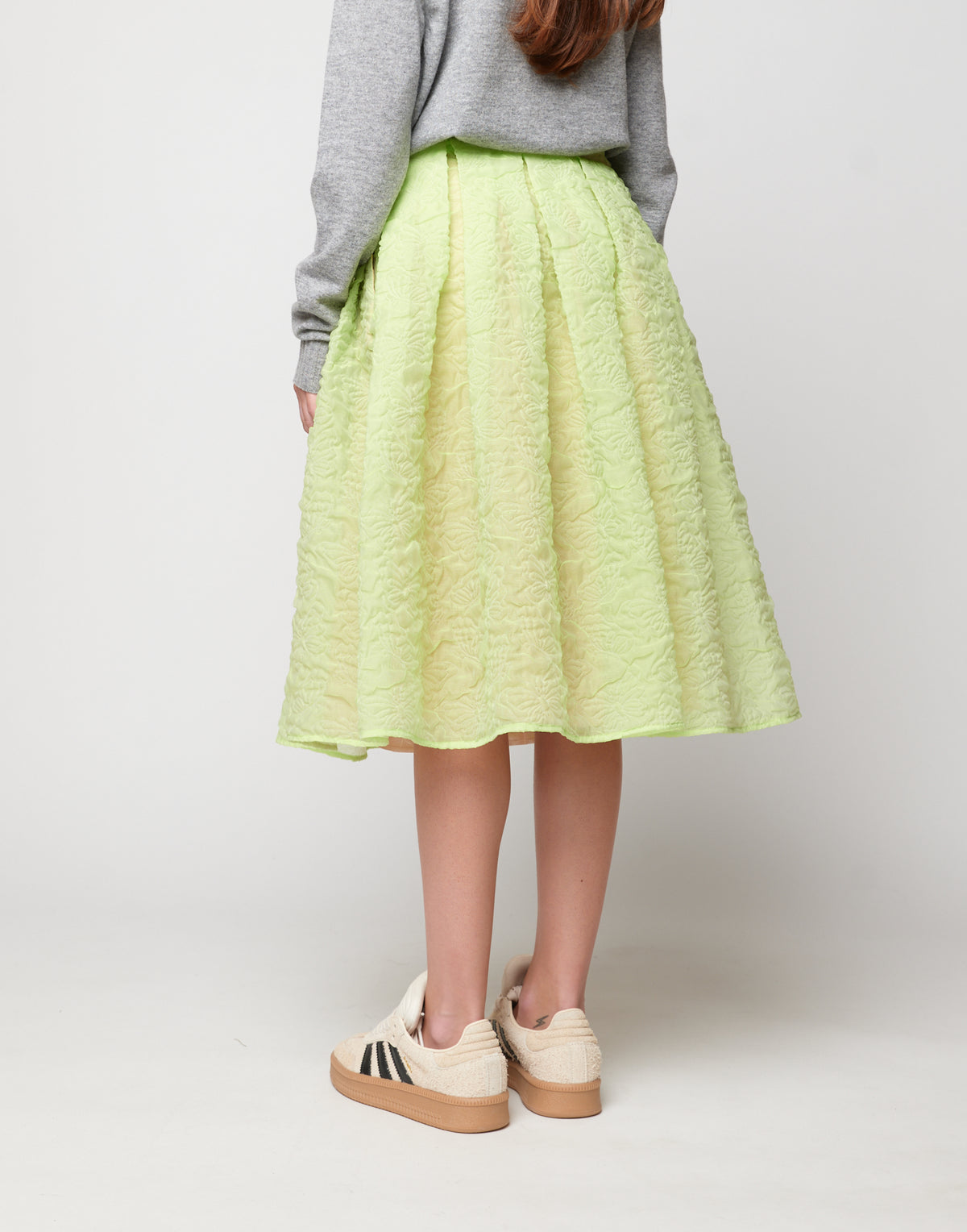 DOUUOD Gonna Midi in Butterfly Cloqué Lime