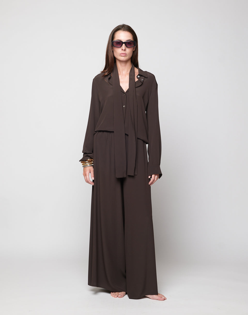 DOUUOD Camicia a Uomo in Crepe de Chine Ciocco