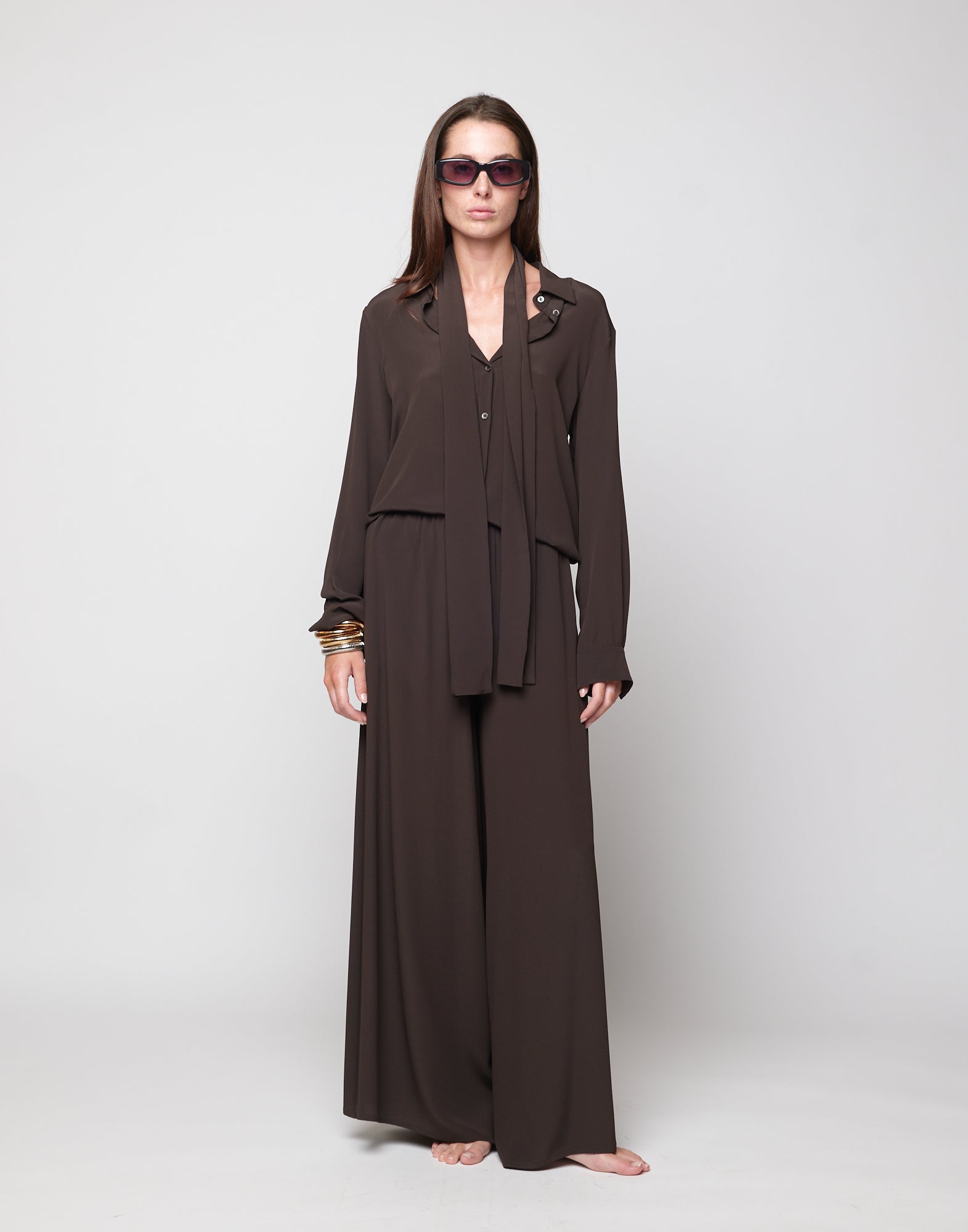 DOUUOD Camicia a Uomo in Crepe de Chine Ciocco