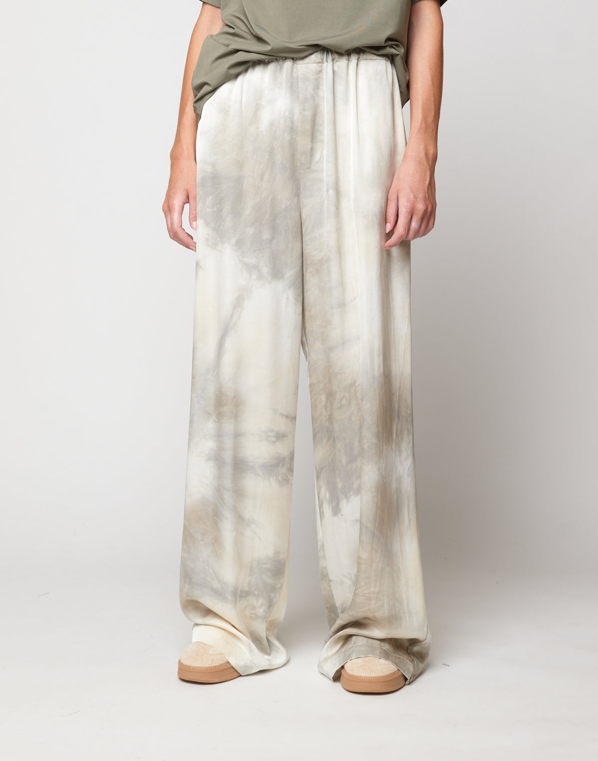 DOUUOD Pantalon large en viscose tie-dye ponce