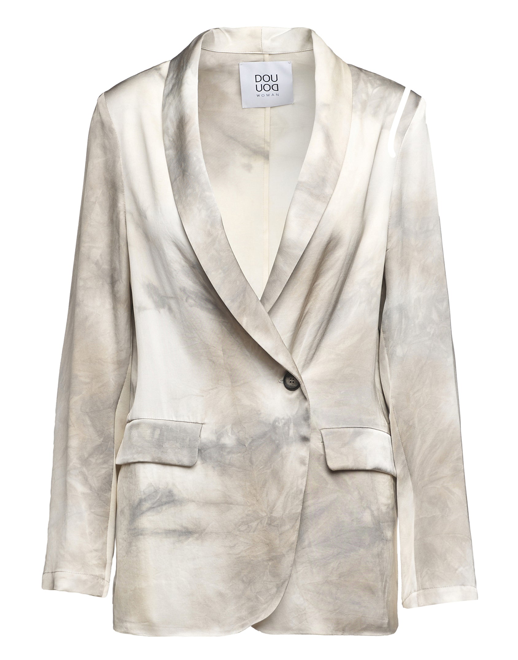 DOUUOD Giacca Smoking Decostruita in Viscosa Tie-Dye Pomice