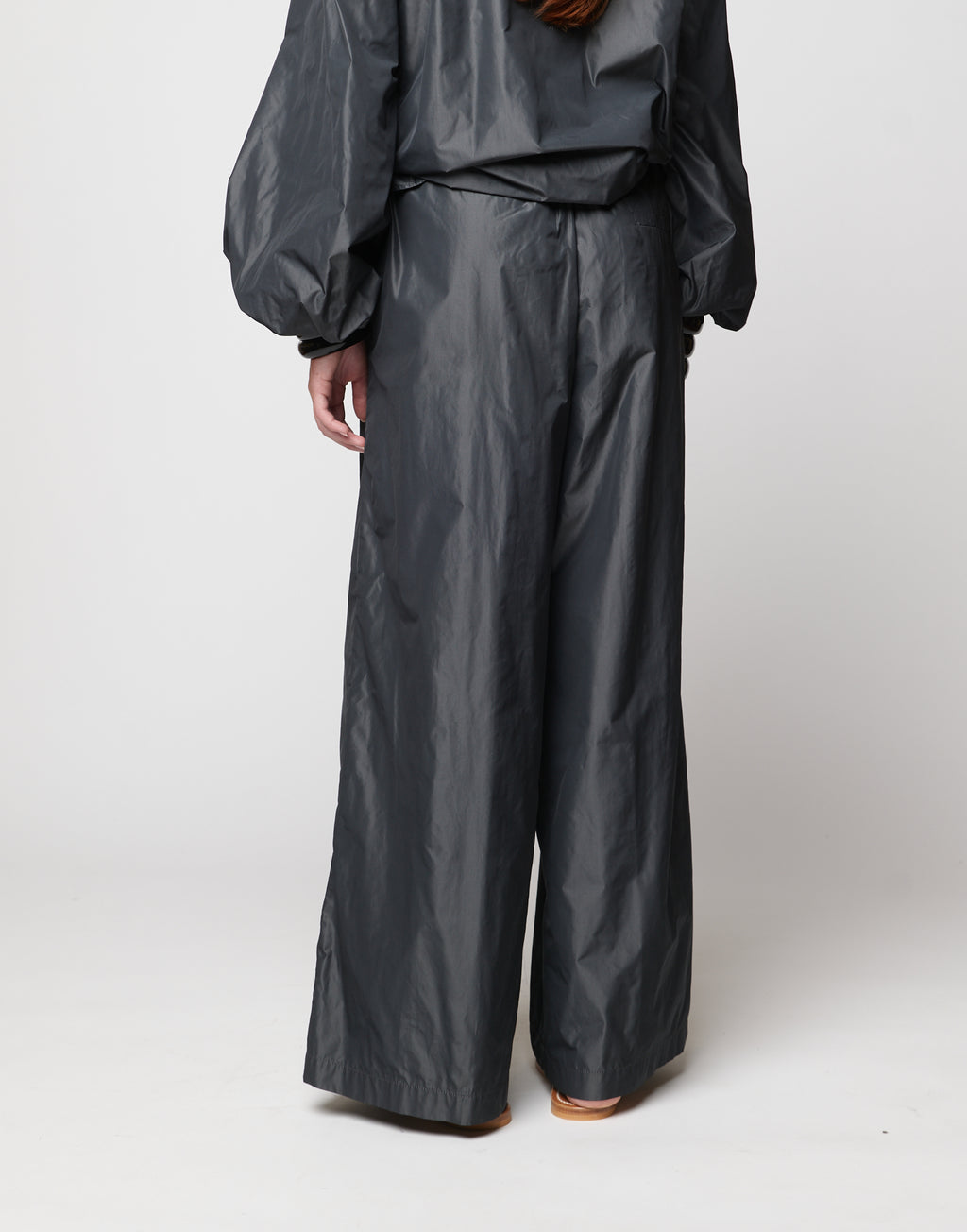DOUUOD Pantaloni Wide-Leg in Taffetà Ghisa