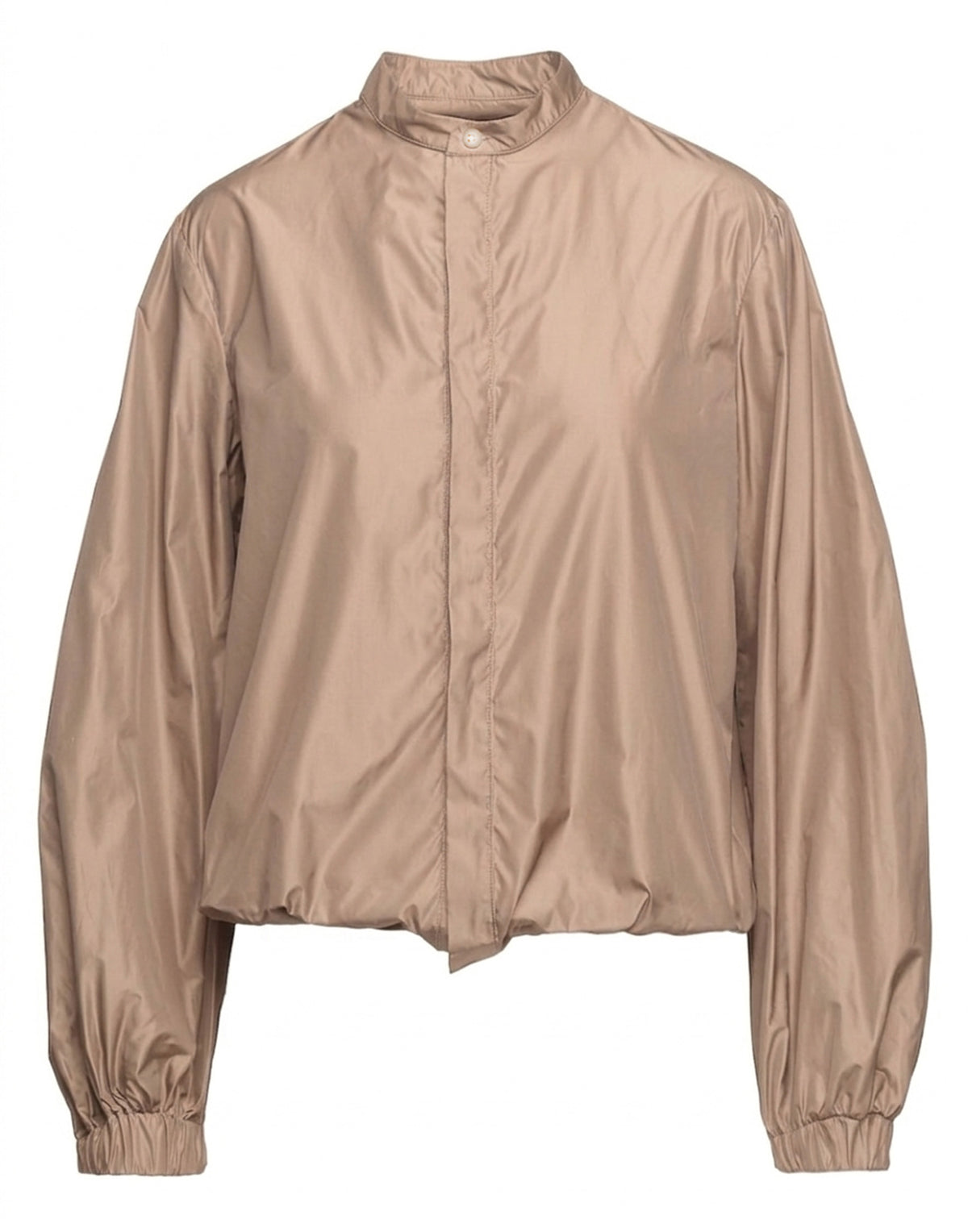 DOUUOD Chemise à col mao en taffetas nude