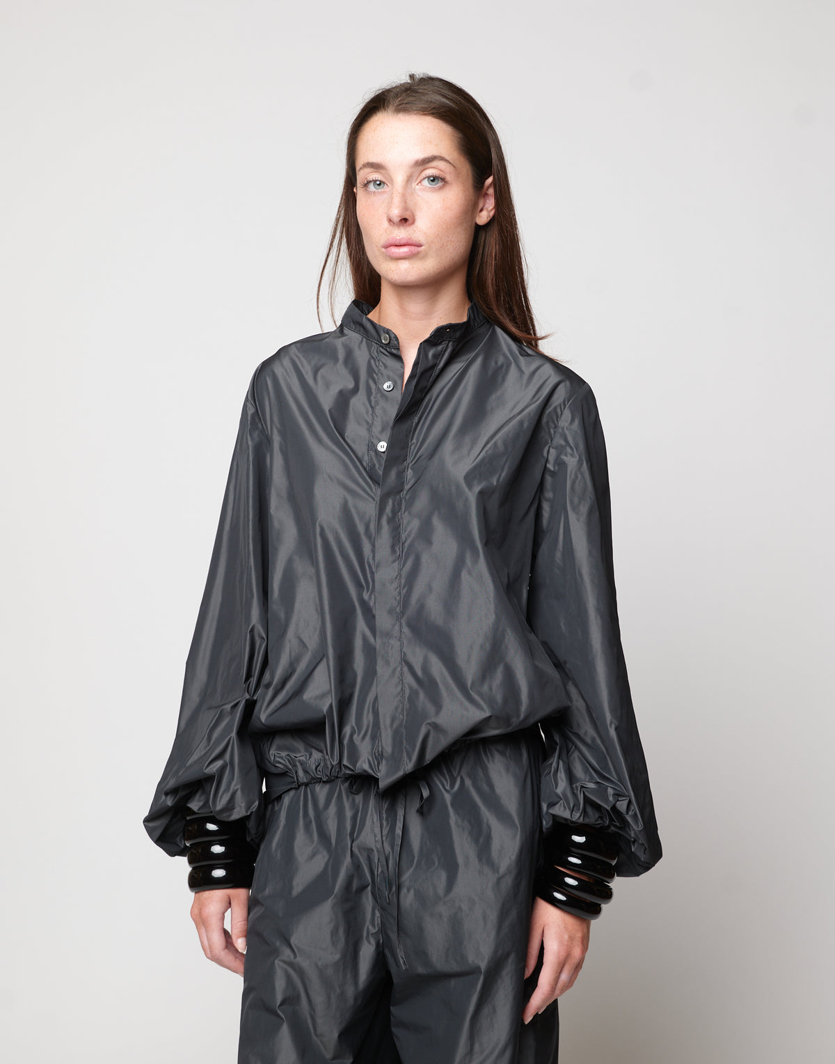 DOUUOD Chemise col mao en taffetas fonte
