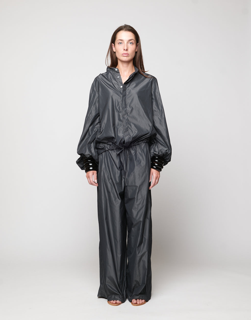 DOUUOD Camicia Coreana in Taffetà Ghisa