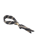 DOUUOD Foulard Triangolo in Tafffetà Madras Nero/Sabbia