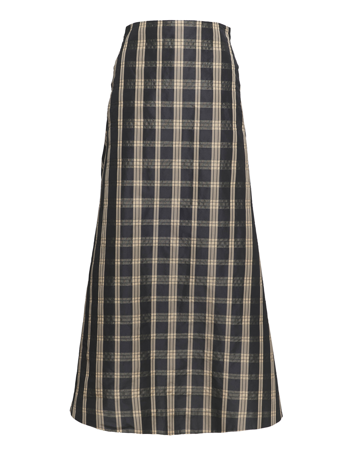 DOUUOD Jupe longue en taffetas Madras noir/sable