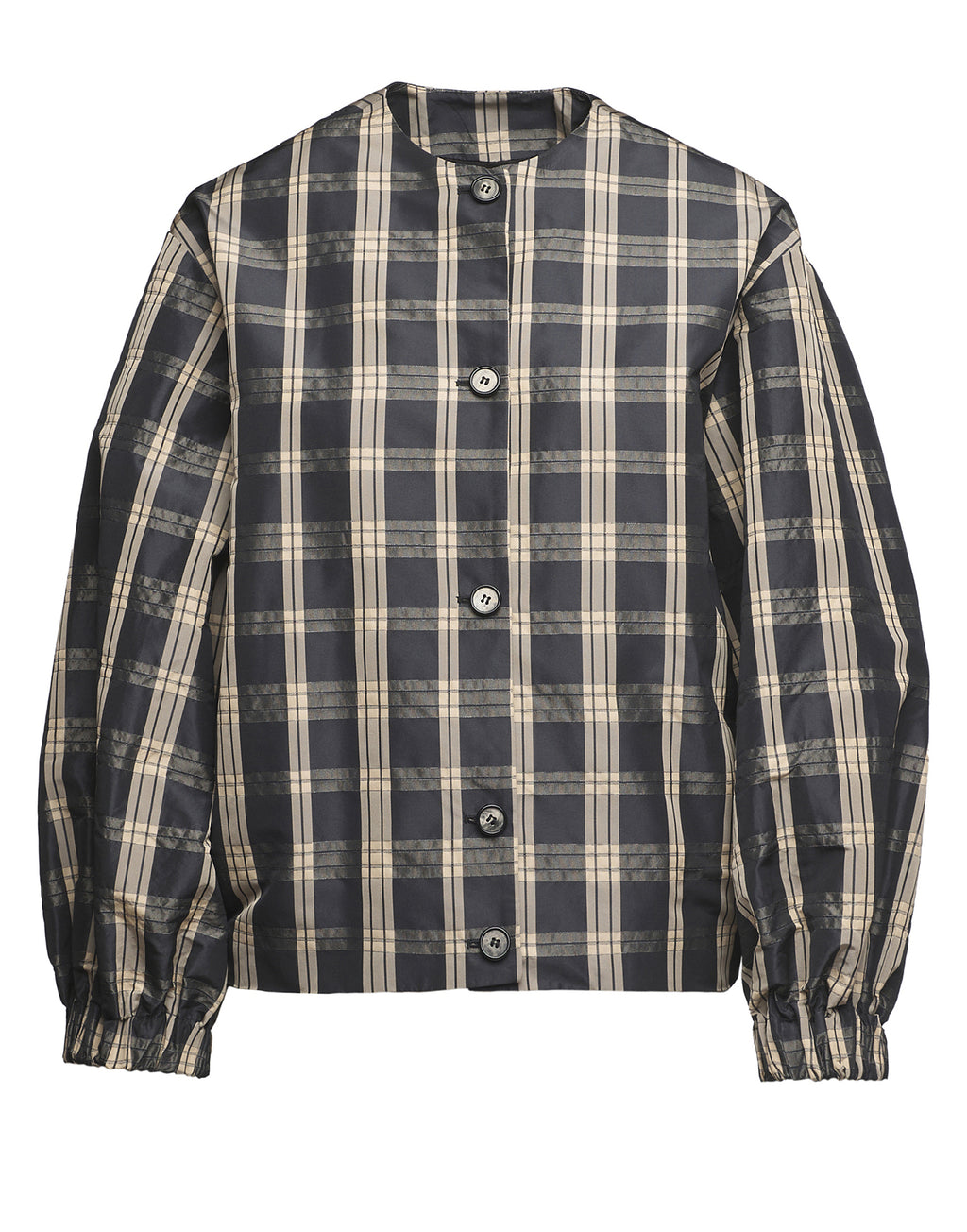 DOUUOD Bomber Foderato in Taffetà Madras Nero/Sabbia