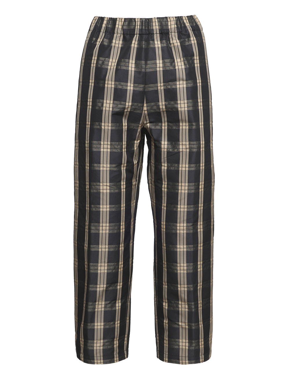 DOUUOD Pantaloni Japan in Taffetà Madras Madras Nero/Sabbia
