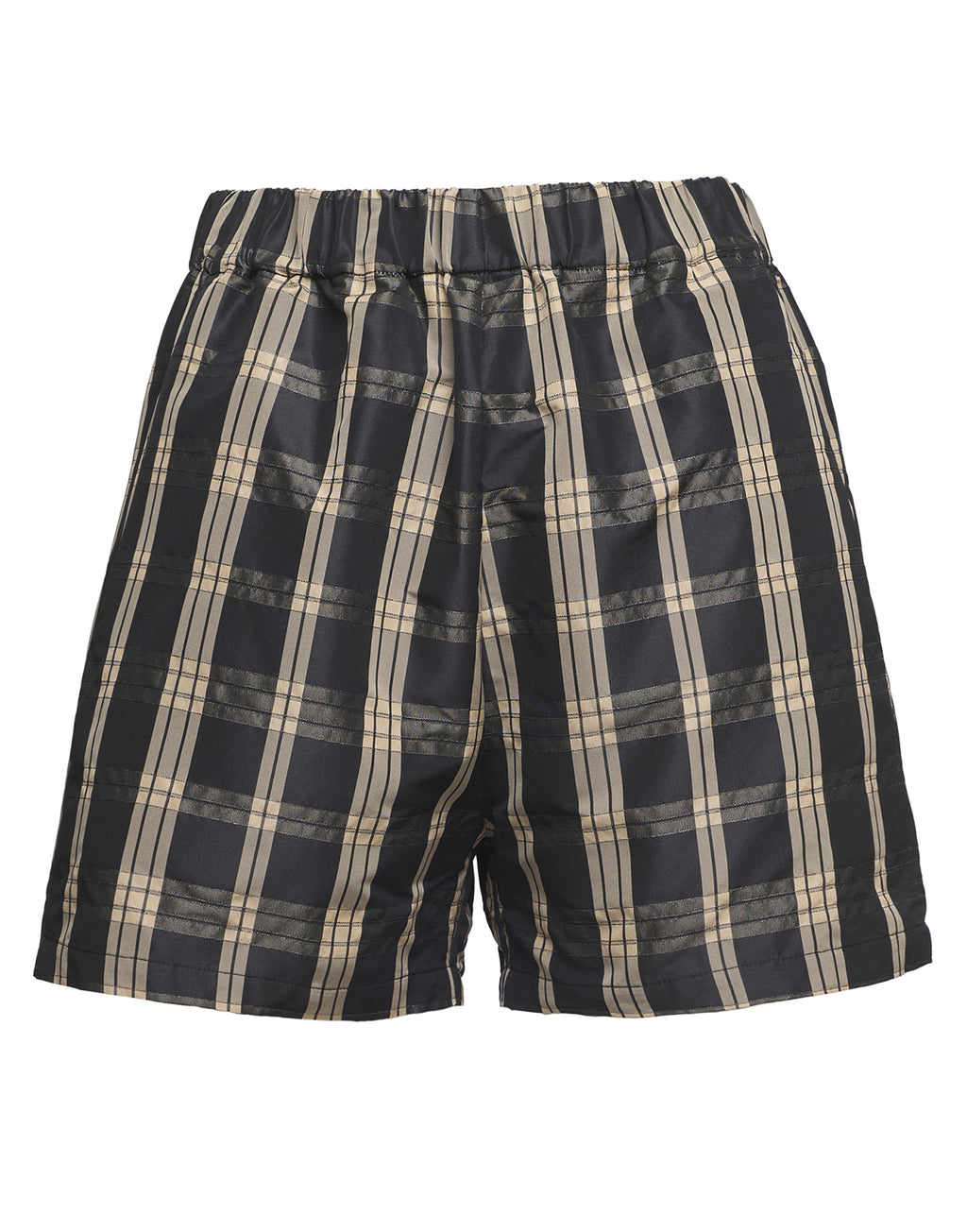 DOUUOD Shorts in Tafffetà Madras Nero/Sabbia