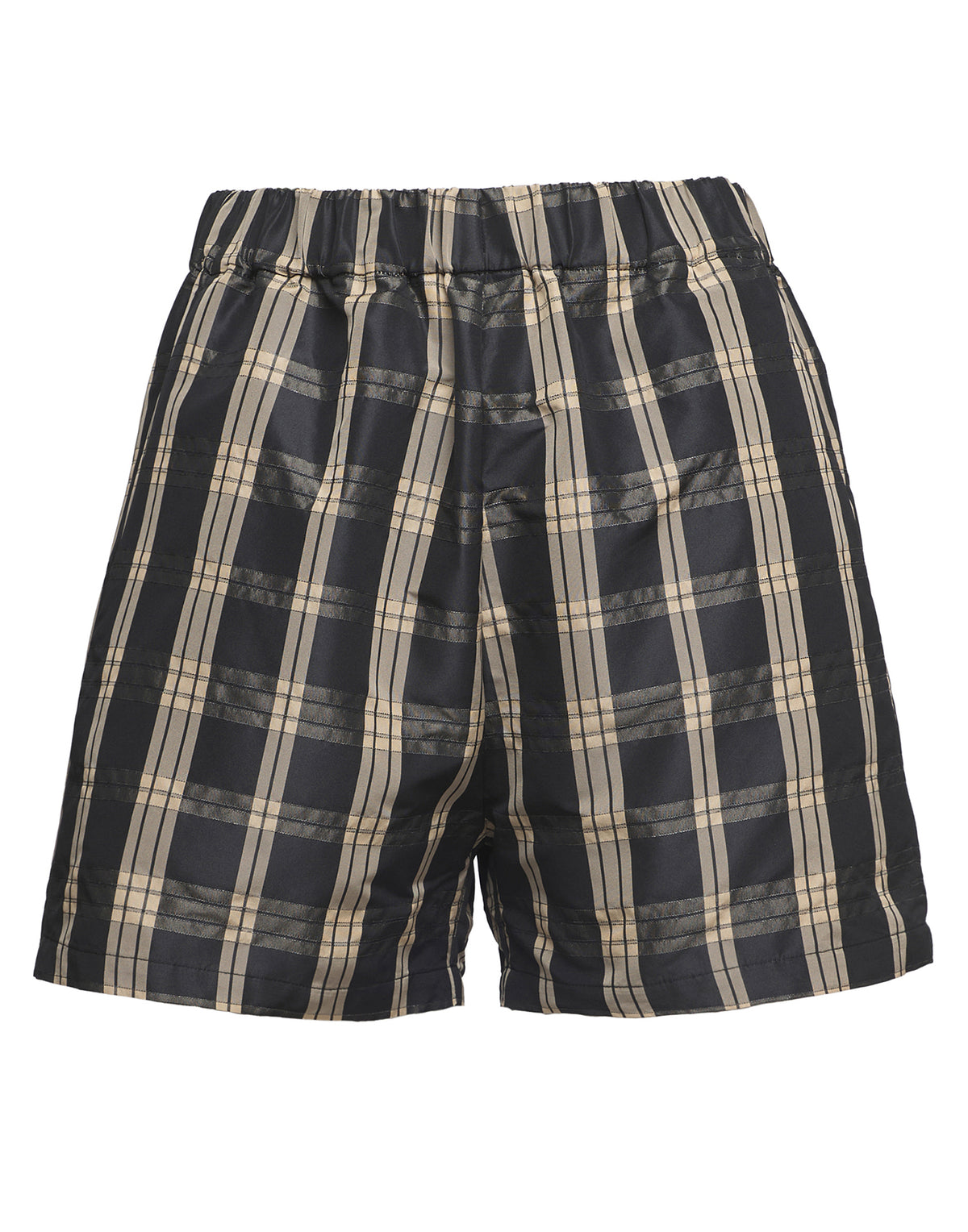 Short en taffetas Madras DOUUOD Noir/Sable
