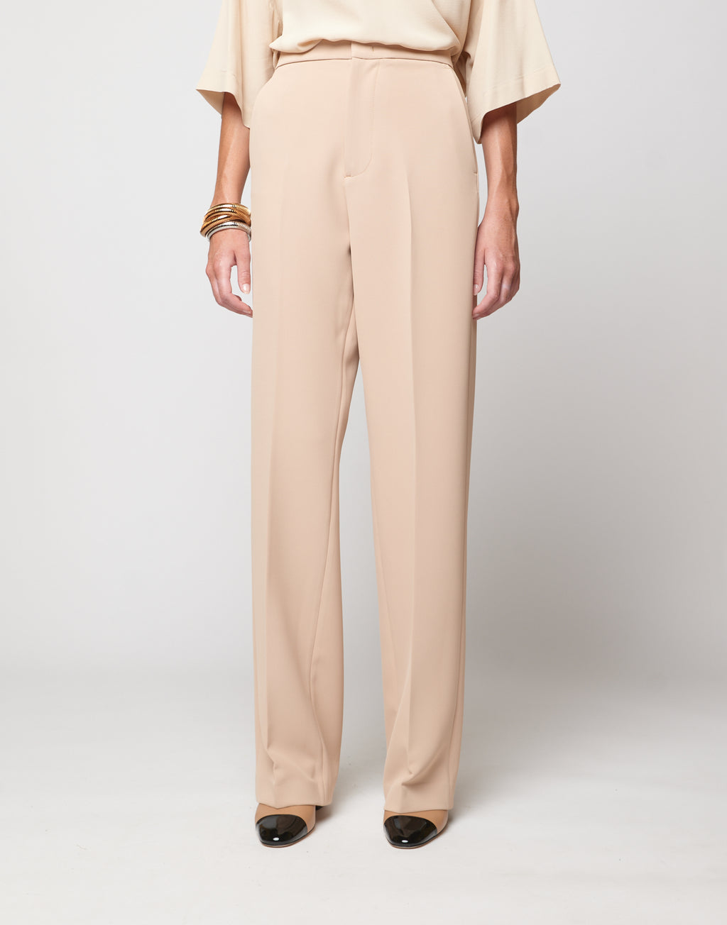 DOUUOD Pantaloni Dritti in Crepe Sablè Comfort Cialda
