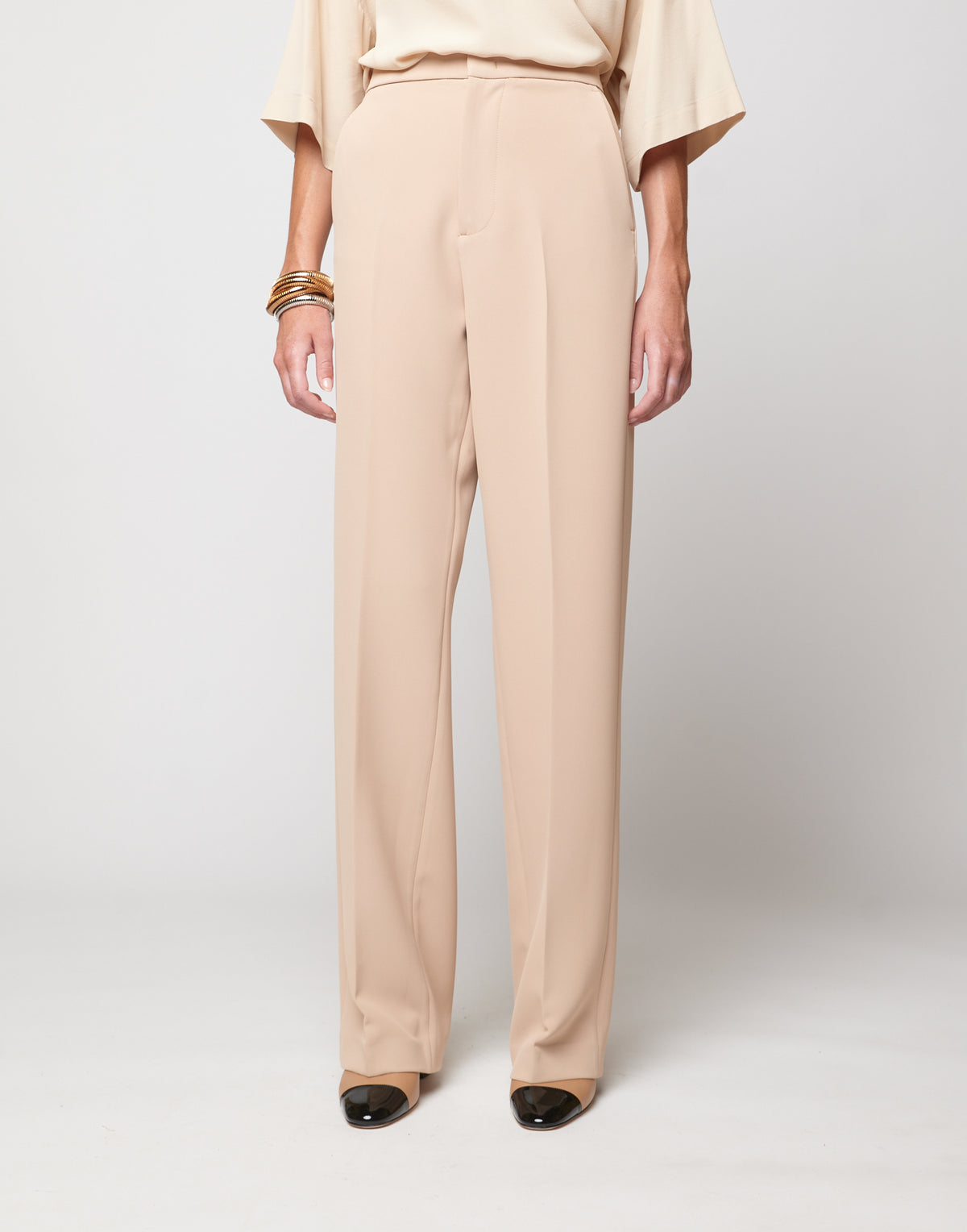 DOUUOD Pantaloni Dritti in Crepe Sablè Comfort Cialda