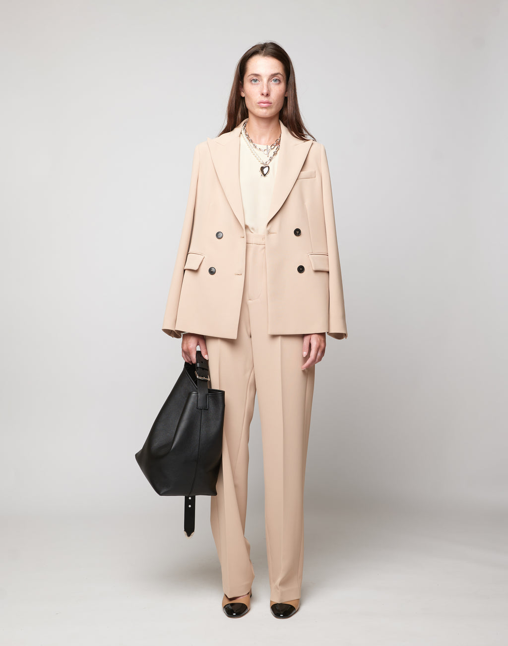 DOUUOD Pantaloni Dritti in Crepe Sablè Comfort Cialda
