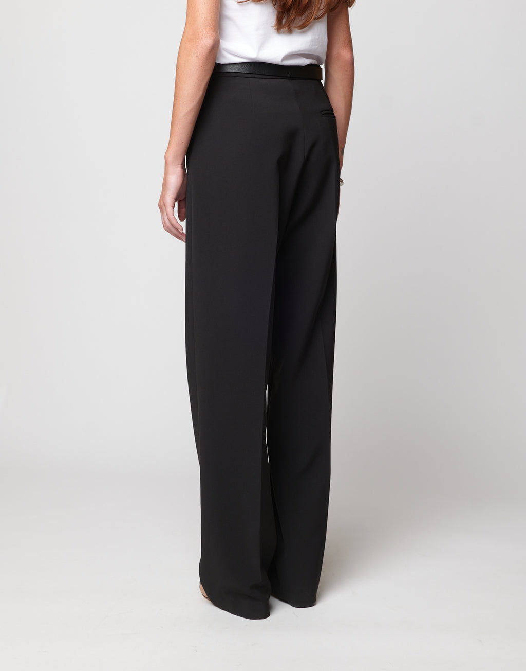 DOUUOD Pantaloni Dritti in Crepe Sablè Comfort Neri