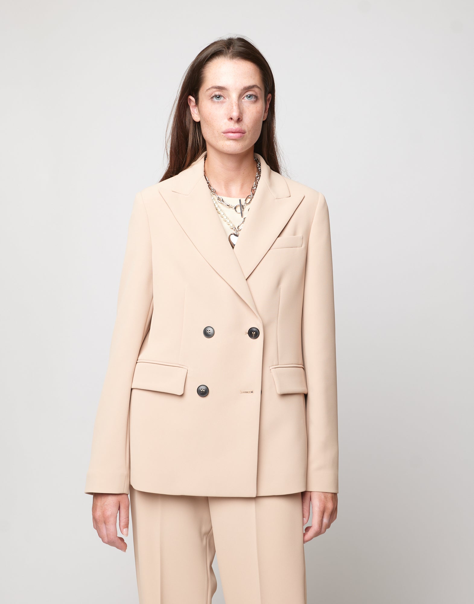 DOUUOD Giacca Doppio Petto in Crepe Sablè Comfort Cialda